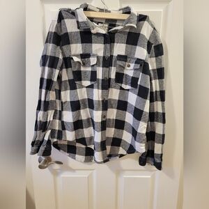 Classic Black and White Plaid Men's Shirt